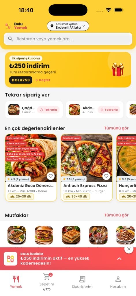 Dolu Yemek Ana Ekran